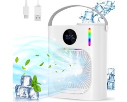 Mobiele draagbare airconditioner - stil en krachtig - 900 ml watertank - 4-in-1 luchtkoeler - USB mini-luchtkoeler - 3 snelheden - 2 vernevelingsmodi - ideaal voor slaapkamer en kantoor