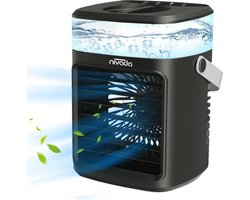 NIVADA Portable Mini Airco Inclusief Afstandsbediening - Luchtkoeler - Tafelventilator - Aircooler - 450 mL - Verlichtingsmogelijkheden, meerdere standen en vriesfunctie