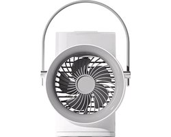 WizBay Premium Select® Draagbare Desktop Mini Water Airco Cooler - LED Licht - 350ml Watertank - Koeling - Mist Luchtvochtigheid - Met draagbaar Handvat - Plaats voor Geurtablet - Voor Kantoor Slaapkamer Woonkamer Camping Vakantie - Kleur Wit