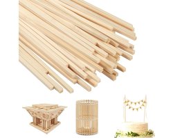 60 Balsahoutstokjes 25 cm Vierkante Hardhouten Dowels Onbehandeld Houten Latten - Houten Stokjes Houtambachten - 5 mm