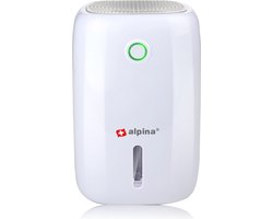 alpina Mini Luchtontvochtiger - Stille Ontvochtiger 35 dB - Dehumidifier voor 100M³ - Ontvochtigt tot 330ml per Dag - Vrijstaande Deshumidificateur - 14,5 x 14,5 x 22,5 cm - Wit