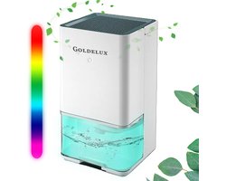 Goldelux Luchtontvochtiger - Extreem Stil - Luchtreiniger - Dehumidifier - Grote Watertank 1200ml - verlichting 7 kleuren - Voor huis, kamer, badkamer & kelder