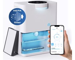 JC's® - Luchtontvochtiger - Luchtreiniger - Luchtontvochtigers - Automatische hygrometer - Extreem Stil - 1000ml/dag - HEPA filter - Dehumidifier - Grote Watertank 3000ml - Voor huis, kamer, badkamer & kelder – Wit