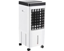 Rustive Draagbare Koelventilator met 3 Snelheden - Compacte Aircooler - met Afstandbediening - op Batterij - Timer instelbaar tot 7,5 uur - 10 Liter Watertank - Wit