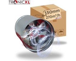 TronicXL 150mm Premium industriele axiale buisventilator 270 m³/h – afzuigventilator – ventilator – toevoerlucht – afvoerlucht - pijpventilator kanaalventilator voor continu gebruik – Blower, FAN