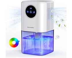 Yllic - Intelligente Ultra-Stille Luchtontvochtiger en Luchtreiniger 1.7l/350ml per dag - 2-in-1, Energiezuinig, Voor Slaapkamer, Woonkamer en Keuken - Automatische Uitschakeling - Compact Ontwerp - Dehumidifier - Wit/white