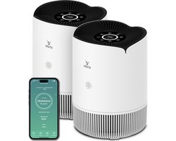 2 X Vibrix PureFlow30 luchtreiniger - 30 m² - Automatische stand + 5-in-1 filtersysteem - Luchtkwaliteitsindicator - Ionisator - Luchtfilter - Air purifier met HEPA-filter