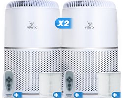 2 X Vibrix Vortex20 luchtreiniger + 2 afstandsbedieningen - 50 m² - Automatische stand + 6-in-1 HEPA filtersysteem - Luchtkwaliteitsindicator - Ionisator - Luchtfilter - Air purifier met HEPA-filter