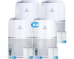 4 X Vibrix Vortex20 luchtreiniger + 4 afstandsbedieningen - 50 m² - Automatische stand + 6-in-1 HEPA filtersysteem - Luchtkwaliteitsindicator - Ionisator - Luchtfilter - Air purifier met HEPA-filter