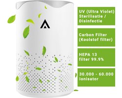 Arisenn® UV Luchtreiniger - Air Purifier - Luchtreiniger inclusief HEPA 13 (medisch) Ionisator / Actieve Koolstof - Vervangbaar HEPA Filter - UV lamp - UV-TH13-Carbon-V2 - UPGRADED versie