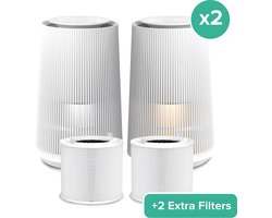 MiRi EasyBreath (2x) + 2 Extra Filters – Luchtreiniger – 250 m³/h – HEPA 13 filter – Ruimtes tot 50m² – Air Purifier – Koolstoffilter – Ionisator – UV-C – Luchtkwaliteit Indicator – WiFi en App