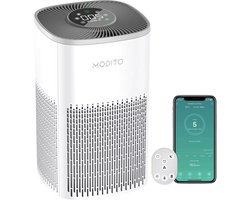 Modito luchtreiniger - Air Purifier met APP - 4-in-1 filtersysteem - Ionisatie - HEPA 13 filter + koolstoffilter - Verminderd huisstofmijt, hooikoorts, allergie & stof - Wit - 210 m³/u