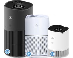 Vibrix Luchtreiniger Set E - Woonkamer en Slaapkamer - HEPA Filter - Ionisator - Luchtfilter - Air Purifier - Air Cleaner - PureFlow30 - PureFlow70 - Vortex20