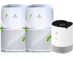 Vibrix Luchtreiniger Set G - Woonkamer en Slaapkamer - HEPA Filter - Ionisator - Luchtfilter - Air Purifier - Air Cleaner - PureFlow30 - Vortex20