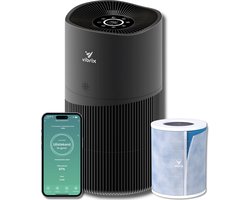 Vibrix PureFlow70 Pro luchtreiniger met app - 70 m² - Automatische stand + 6-in-1 filtersysteem - Luchtkwaliteitsindicator - Ionisator - Luchtfilter - Air purifier met HEPA-filter