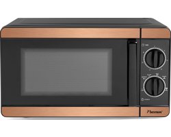 Bestron Magnetron, 700W Microwave met tweedelig bedieningspaneel, 6 vermogensniveaus & 30 min. timer, traploos regelbaar, 24.5 cm draaiplateau voor alle gangbare maten, Copper Collection, kleur: Koper