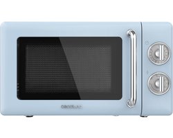 Cecotec Proclean 3110 Retro Blue Mechanische magnetron met grill, 700 W in 6 standen, timer tot 30 minuten, ontdooimodus, vintag