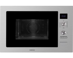 Inventum IMC6032F - Inbouw combi-oven - Hetelucht - Magnetron - Grill - 32 liter - 38 cm hoog - Tot 220 graden - RVS/Zwart