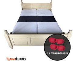 Matraswig met band set - INCL. 2x luxe slaapmaskers - Zwart - Liefdesbrug - Bedbinder - Tussenstuk matras - Matrasbinder met spanband - Matraswiggen - 220cm