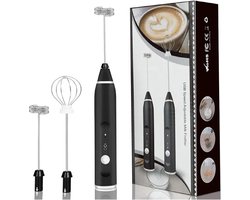 2 In 1 Elektrische Koffie Melk Opschuimer - Usb Oplaadbaar - Ei Klopper - Garde Mixer – Zwart