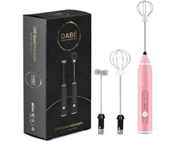 Dabé melkopschuimer - Roze - Melkopschuimer handmatig – Melkopklopper - Handmixer – Melkschuimer- Melkklopper – Melkklopper handmatig – Roze – Melkopschuimer - USB Oplaadbaar - Mixer keukenmachine - Handmatige melkopschuimers - Milkshake maker