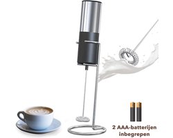 DOWO® - Coffee Elektrische Melkopschuimer - Electrisch - Handmatig - Handmatige Melkopschuimer - incl Batterijen - Milk Frother - Zwart & Zilver - RVS - Elektrisch