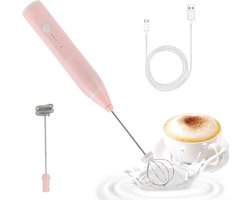 Handheld Mini Oplaadbare Melkopschuimer - Melkopschuimer met 2 Eggbeater Heads - Koffie Elektrische Garde - Roze