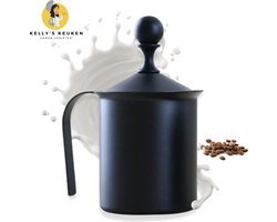 Kelly's Keuken - Melkopschuimer Handmatig - 800 ml - RVS - Vaatwasserbestendig - Melkopklopper - Barrista - Melkkan