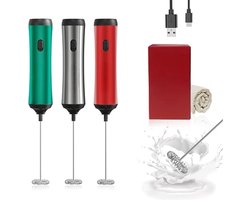 Opschuimer voor Melk - Melkopschuimer Electrisch - Mini Automatische Melkopschuimer Handheld USB Type C Oplaadbare Schuimmaker Roestvrij staal - Rood