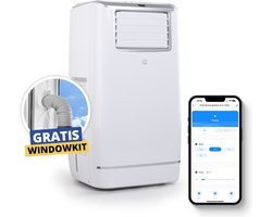 FlinQ Slimme Mobiele Airco 13.000 BTU - gratis windowkit - Stille Airconditioning voor Slaapkamer - Airconditioner met Slang - Verkoelt tot 50m2 - Met App en Afstandsbediening