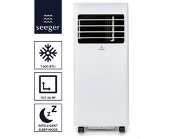 SEEGER Mobiele Airco met Luchtontvochtiger - 7000 BTU - Inclusief Installatiekit - Voor Slaapkamer en Woonkamer - Airconditioning - SAC7000 - Wit