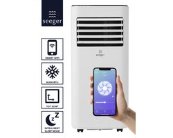 SEEGER Mobiele Smart Airco met Luchtontvochtiger en WiFi - 9000 BTU - Inclusief Installatiekit - Voor Woonkamer en Slaapkamer - Airconditioning - SAC9000S - Wit