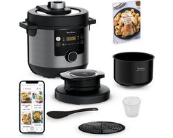 Moulinex 15-in-1 Turbo Cuisine & Fry Multicooker 1450 Watt Zwart 7,6 Liter - 15 Kookfuncties - Slowcooker - Airfryer - Snelkookpan - Stomen - Frituren - Rijstkoker - Sous Vide - Zwarte Kookpan 7.6 L - CE778810