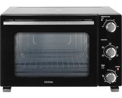 Blokker Vrijstaande Oven Zwart 28 Liter – Mini Oven Hetelucht tot 230°C – Kleine Oven 1500W – Inclusief Bakplaat Grillrooster en Draaispit – Praktische Timer tot 60 Min