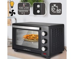 Floraya - Mini bakoven - Elektrische Oven - met binnenverlichting - met timer - 30 Liter - 1600W - Dubbele glazendeur