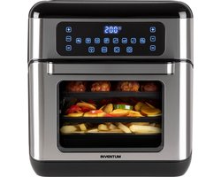 Inventum GF1200HLD - Airfryer oven - Hetelucht friteuse - 12 liter - 8 programma's - 5 accessoires - 80 tot 200 graden - 1500 watt - Zwart/RVS