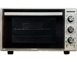 Merkador Vrijstaande Oven - 40 Liter - 1300 Watt - Hetelucht - Eenvoudig Te Reinigen Geëmailleerde Binnenruimte - Grijs Mini Oven