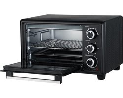 Mini-oven, 20 liter, kleine mini-oven met circulatie, 60 minuten timer, pizza-oven, 1380 W, zwart