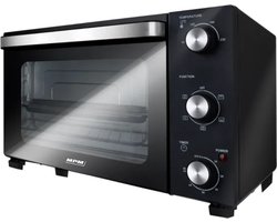 MPM Vrijstaande Elektrische Oven 22 Liter - Hete Lucht - Mini Oven - Timer - 230°C - 1300W - Zwart