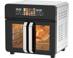 Royal Swiss® Airfryer oven - Hetelucht friteuse - 23 liter - 10 programma's - 5 accessoires - 50 tot 200 graden - 2400watt - Zwart/RVS