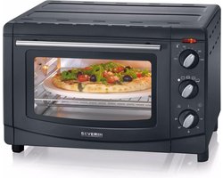 Severin TO 2068 Bak- en Grilloven - 20 Liter - Incl. pizza-grillsteen voor grote pizza's en met functioneel draaispit - 100-230°C - Zwart