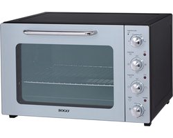 SOGO Vrijstaande Oven - 58 Liter - 2000 Watt - 6 Kookfuncties - met Bakplaat en Grill - tot 230°C - Timer - Grijs/Zwart