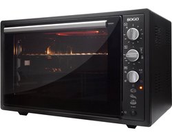 SOGO Vrijstaande Oven XXL - 70 Liter - 1840 Watt - 6 Kookfuncties - met Bakplaat, Grill en Spit - tot 240°C - Timer - Zwart