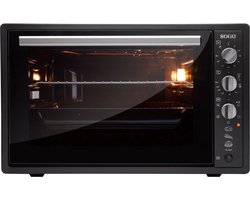 SOGO Vrijstaande Oven XXL - 70 Liter - 2000 Watt - 6 Kookfuncties - met Bakplaat, Grill en Spit - tot 240°C - Timer - Zwart