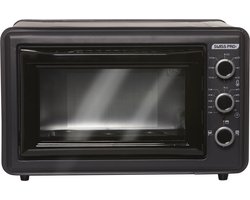 Swiss Pro+ Elektrische Oven 1600W - voor al je ovenschotels pizza's - taarten en meer - inhoud oven 33 liter - makkelijk schoon te maken - inclusief 2 gecoate aluminium bakplaten - dubbele glazen ovendeur met roestvrijstalen handgreep