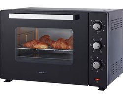 Tomado TEO6000B - Vrijstaande oven - 60 Liter - 2000 Watt - Hetelucht - 4 insteekniveau's - Zwart