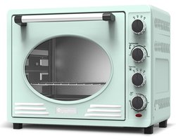 TurboTronic EV35 Elektrische vrijstaande retro oven - 35 Liter - Compact - Mini - Grillen, bakken en opwarmen - Hete lucht - Max. 230 graden - Timer - Draaispit - 1600W - Turquoise