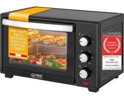 TZS First Austria Mini oven 30L - 1600W - Vrijstaande Heteluchtoven - max 230°C - Timer - Zwart