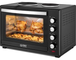 TZS First Austria Mini oven 60L met kookplaten - 3400W - Heteluchtoven - max 230°C - Zwart