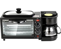 Vostara - Ontbijt Station - Koffiezetapparaat - Koffiezet Apparaat - Broodrooster - Broodrooster Zwart - Oven - Magnetron - Tostimaker - Mini Oven - Zwart - 600W - Met Deksel